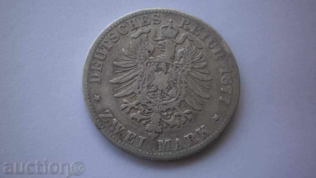 Γερμανία - Empire 2 Marka 1877 F Σπάνιες κέρμα