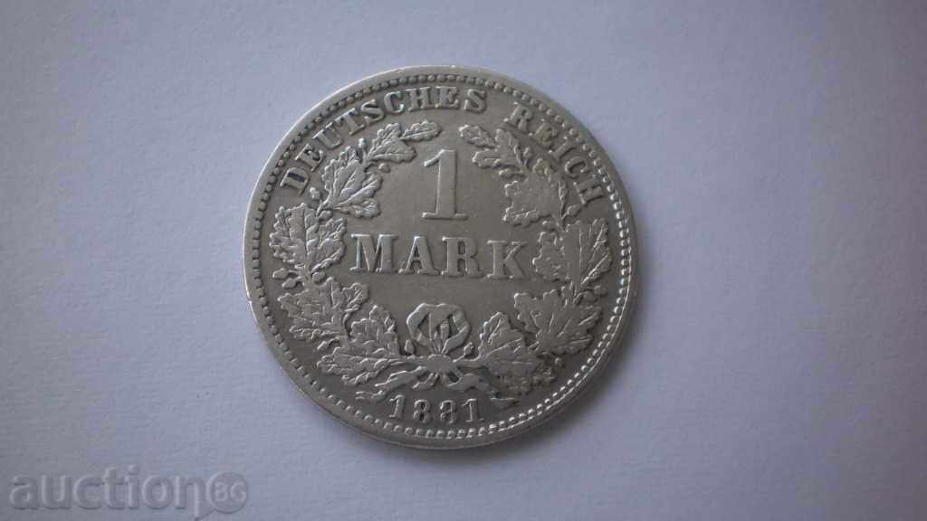 Германия - Империя 1 Mарkа 1881 D Рядка Монета