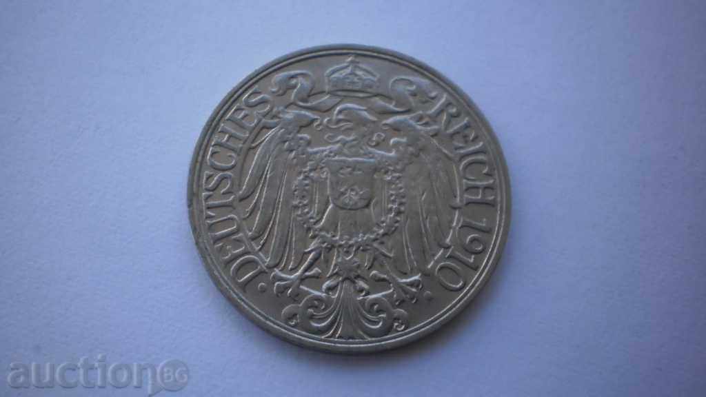 Германия - Империя 25 Пфенига 1910 A Рядка Монета с цена € 12.78 | 25.00 лв.