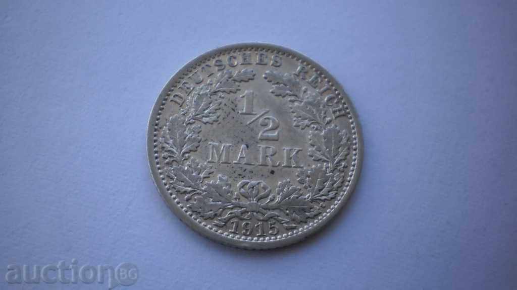 Германия - Империя ½ Maрka 1915 A Рядка Монета