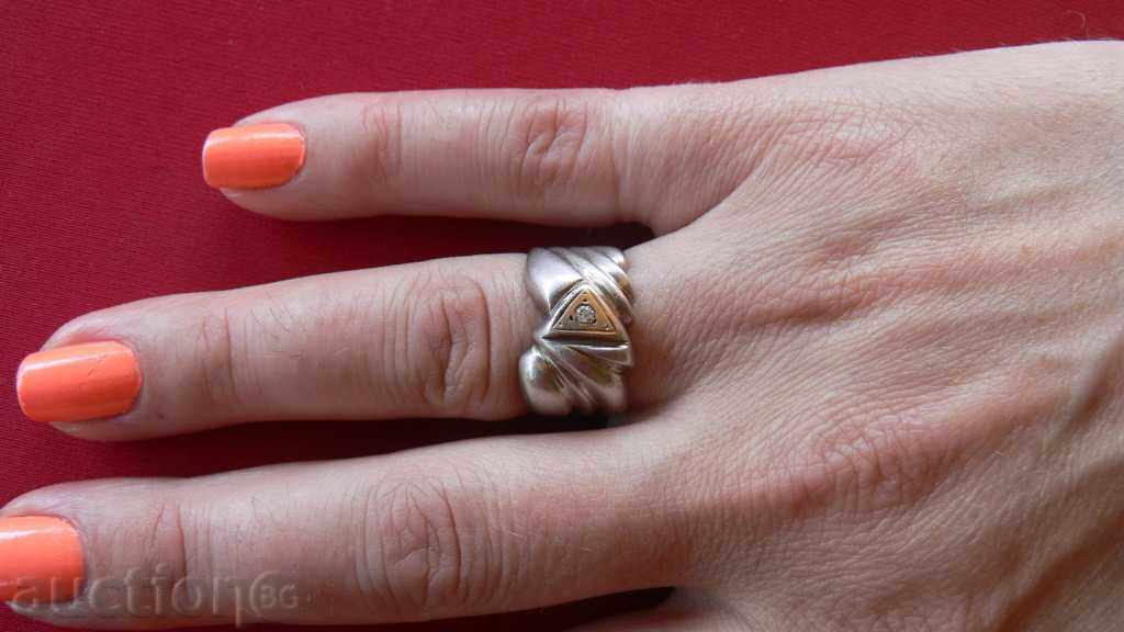 STYLISH SOLID GOLD AND SILVER RING