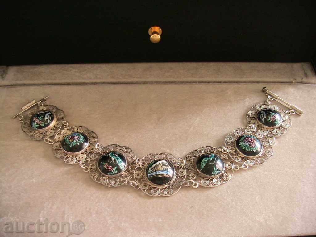 Auction SILVER BRACELET NECKLACE and EARRINGS - SILVER and ENAMEL, filigree Auction SILVER BRACELET NECKLACE and EARRINGS - SILVER and ENAMEL, filigree