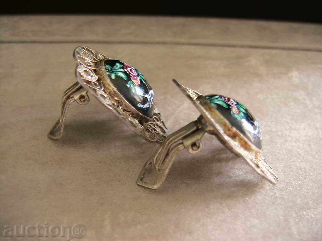 SILVER BRACELET NECKLACE and EARRINGS - SILVER and ENAMEL, filigree - 6 SILVER BRACELET NECKLACE and EARRINGS - SILVER and ENAMEL, filigree - 6