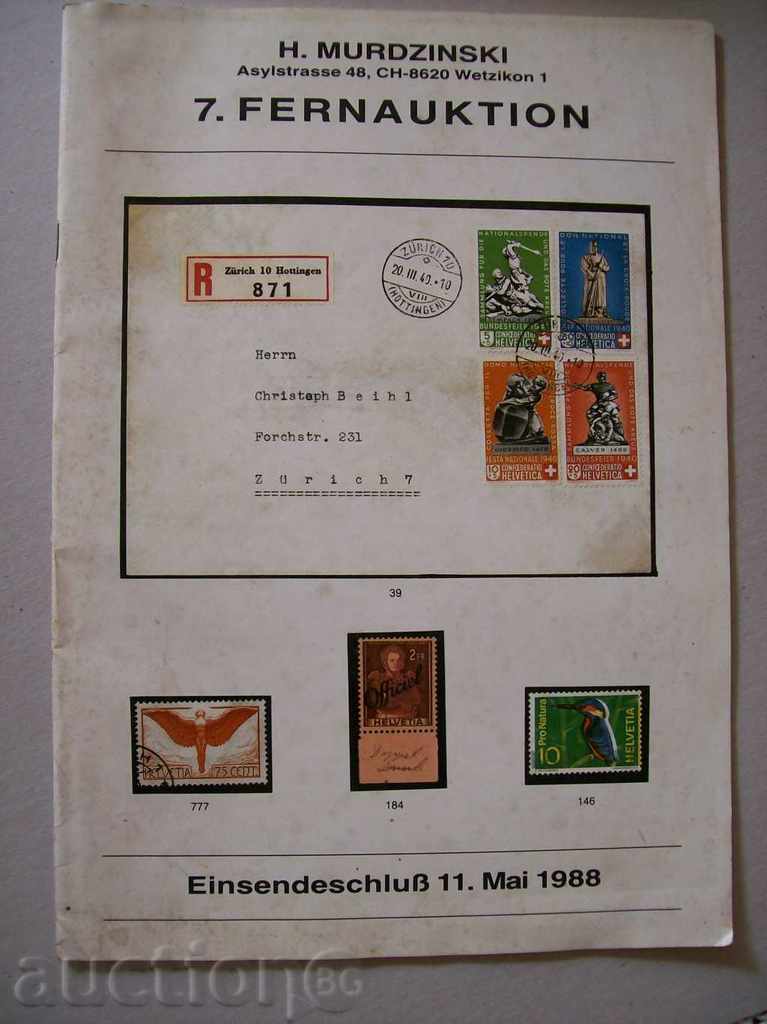 Philatelic Auction Catalog 11.05.1988 Philatelic Auction Catalog 11.05.1988