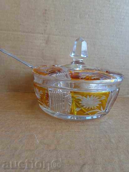 Auction  Bohemian crystal, crystal sugar bowl, bonbonniere, bowl