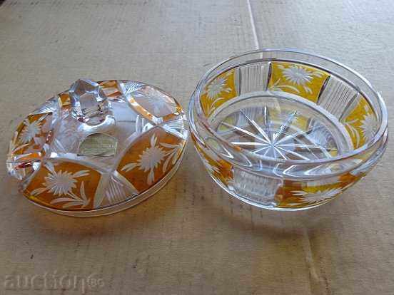 Бохемски кристал, кристална захарница, бонбониера, купа Бохемски кристал, кристална захарница, бонбониера, купа