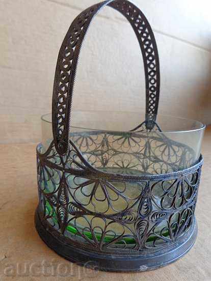 Bonbonniere, glass and filigree, service, sugar, USSR - 7 Bonbonniere, glass and filigree, service, sugar, USSR - 7