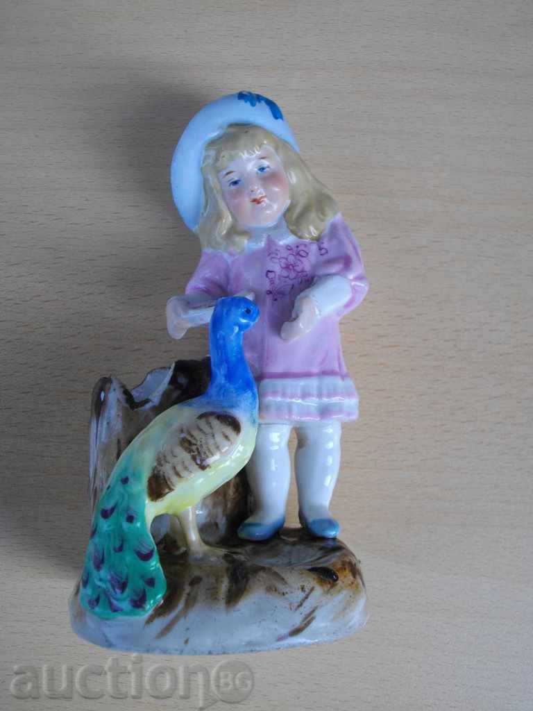 Statuette "Child eating peacock" porcelain old for match - 5 Statuette "Child eating peacock" porcelain old for match - 5