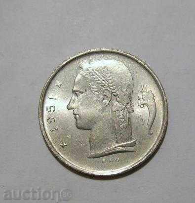 Белгия 1 франк 1951 прекрасна UNC монета