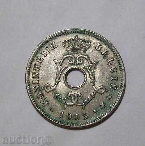 Белгия 10 сант. 1903 КМ53 рядка AU монета