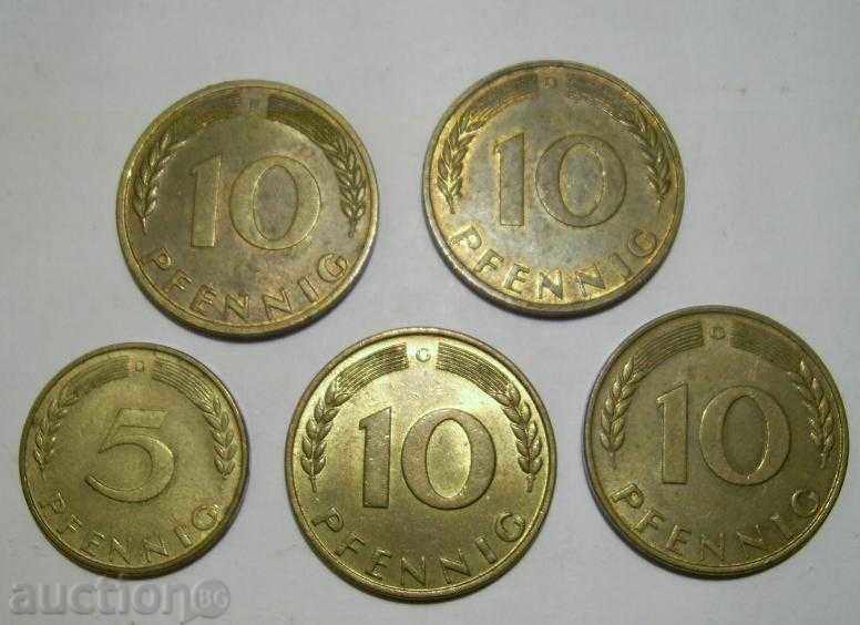 Γερμανία Παρτίδα 5 και 10 εκατοστά του μάρκου 1950 εξαιρετικό νομίσματα με τιμή 10.00 BGN | € 5.11 Γερμανία Παρτίδα 5 και 10 εκατοστά του μάρκου 1950 εξαιρετικό νομίσματα με τιμή 10.00 BGN | € 5.11