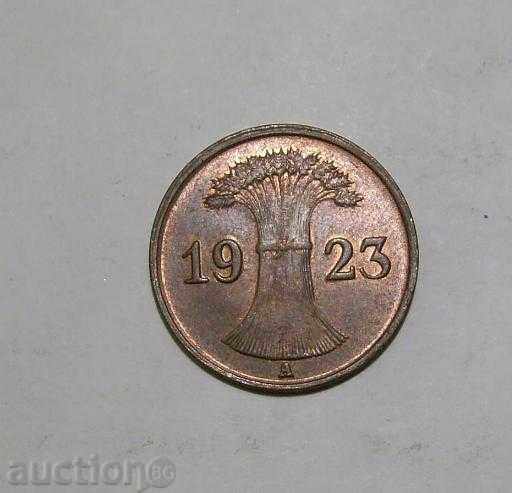Germania 1 ve Pfennig 1923 UNC super-monedă
