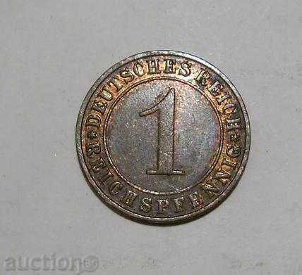 Germany 1 Reich Pfennig 1935 F excellent AU coin with price 4.00 BGN | € 2.05 Germany 1 Reich Pfennig 1935 F excellent AU coin with price 4.00 BGN | € 2.05