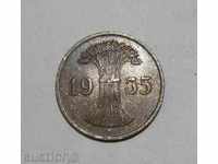 Germany 1 Reich Pfennig 1935 F excellent AU coin