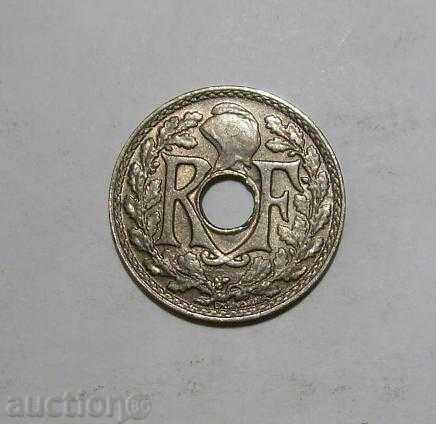 Франция 5 сант. 1924 прекрасна монета AU+