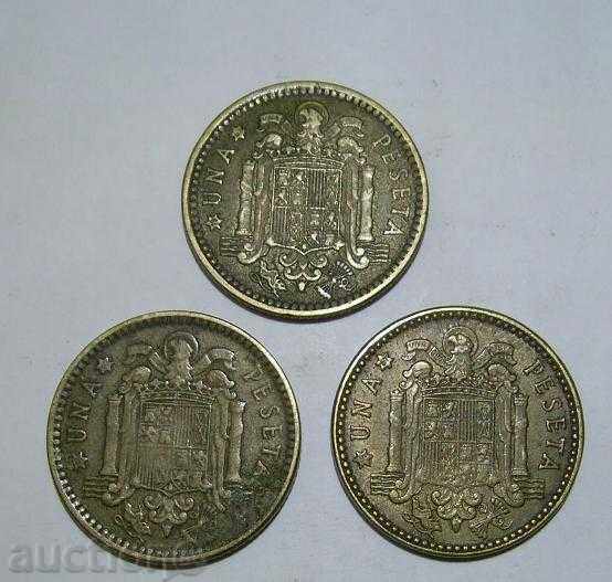 Spain Lot 3 x 1 Peseta 1967 Rare Coins with price 10.00 BGN | € 5.11