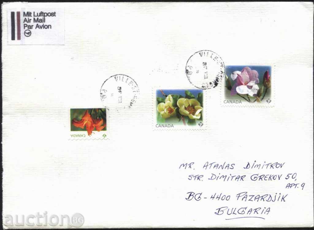 Пътувал  плик с марки Флора Цветя  от Канада