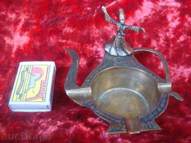 Ashtray with dancer DERVISH - small plastic, brass.