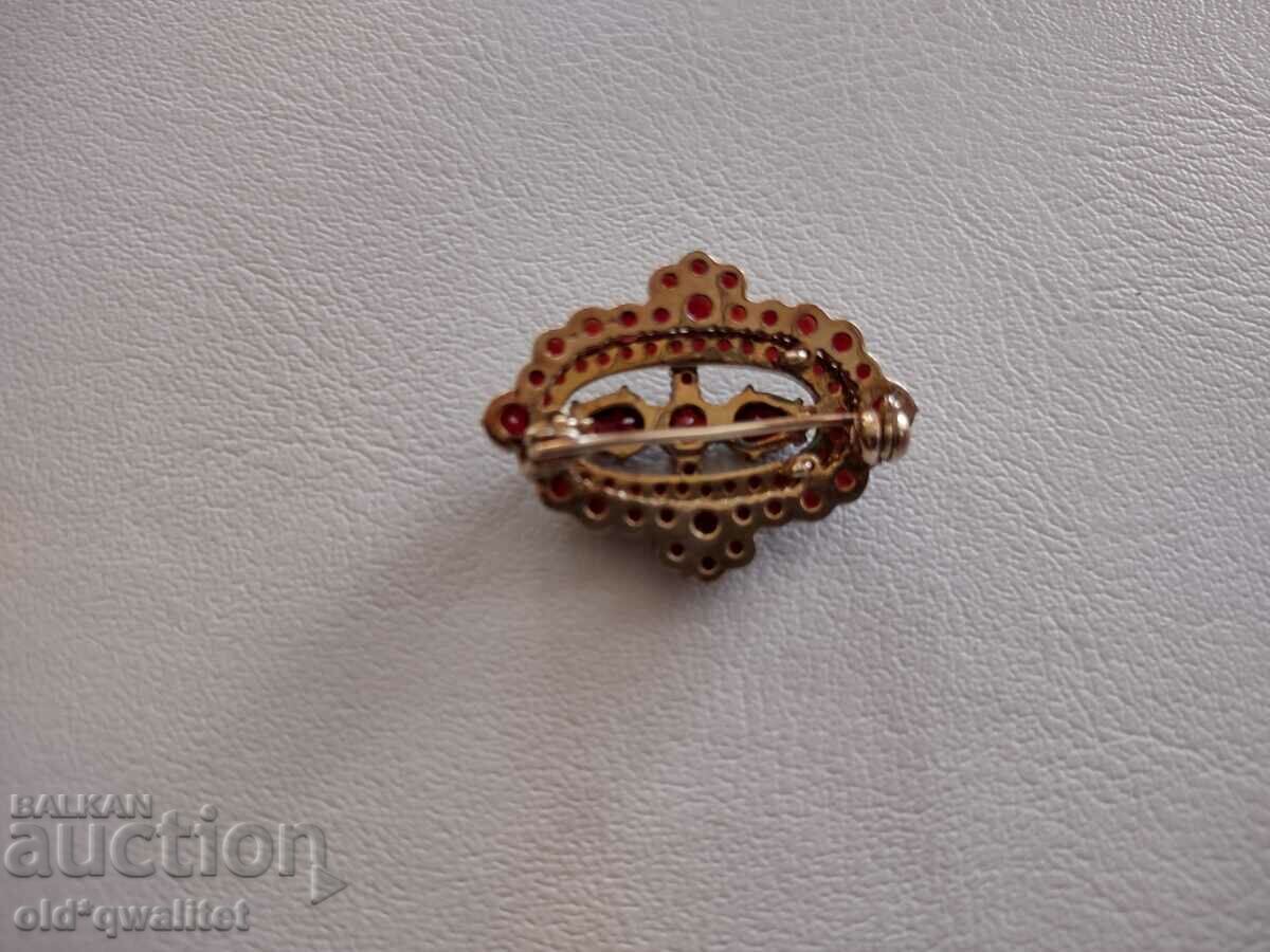 Auction ELEGANT brooch, natural stone - Garnet, Silver 925, gold-plated Auction ELEGANT brooch, natural stone - Garnet, Silver 925, gold-plated