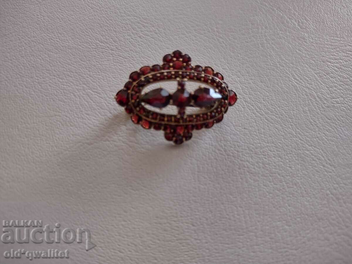 ELEGANT brooch, natural stone - Garnet, Silver 925, gold-plated - 5 ELEGANT brooch, natural stone - Garnet, Silver 925, gold-plated - 5