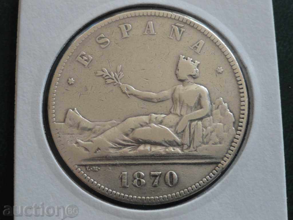 Licitație Spania 1870 - 5 pesetas Ag