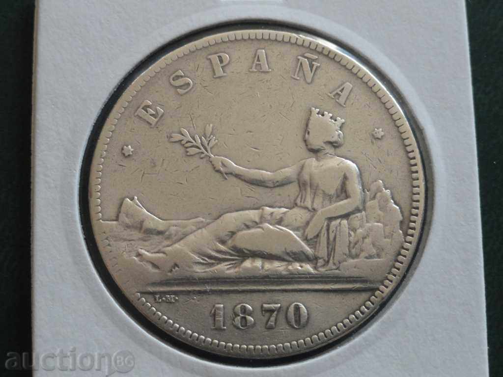 Spain 1870 - 5 pesetas Spain 1870 - 5 pesetas