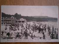 Old card Varna Mixed beach at the sea baths - 1930