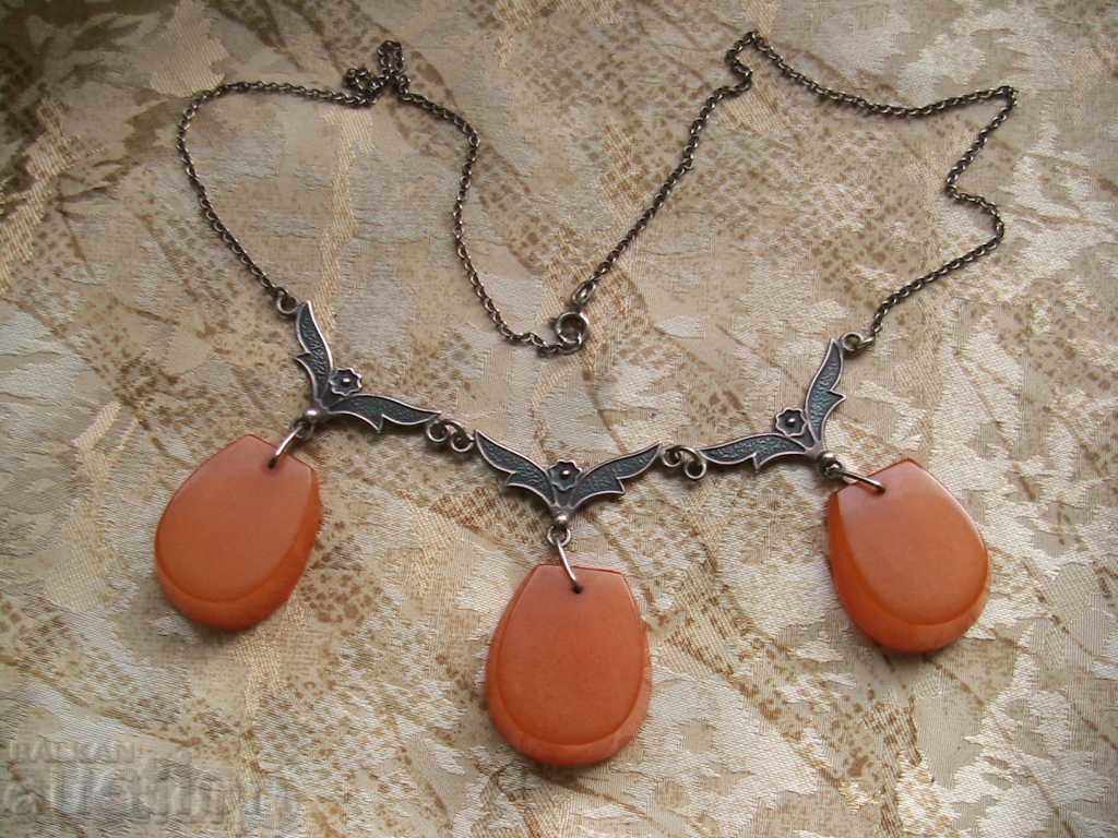 Magnificent silver RUSTIC necklace with 3 pendants of silver 875 RUS - 6 Magnificent silver RUSTIC necklace with 3 pendants of silver 875 RUS - 6