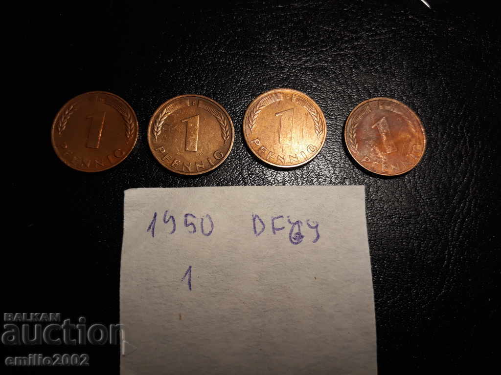 10 Pfennig lot 4 pcs 1950 DFGJ FRG - Germany