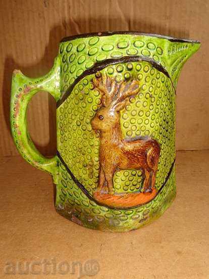 Embossed Trojan jug, ceramic, bas-relief, late 19th century
