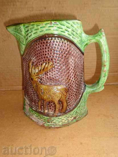 Embossed Trojan jug, ceramic, bas-relief, late 19th century