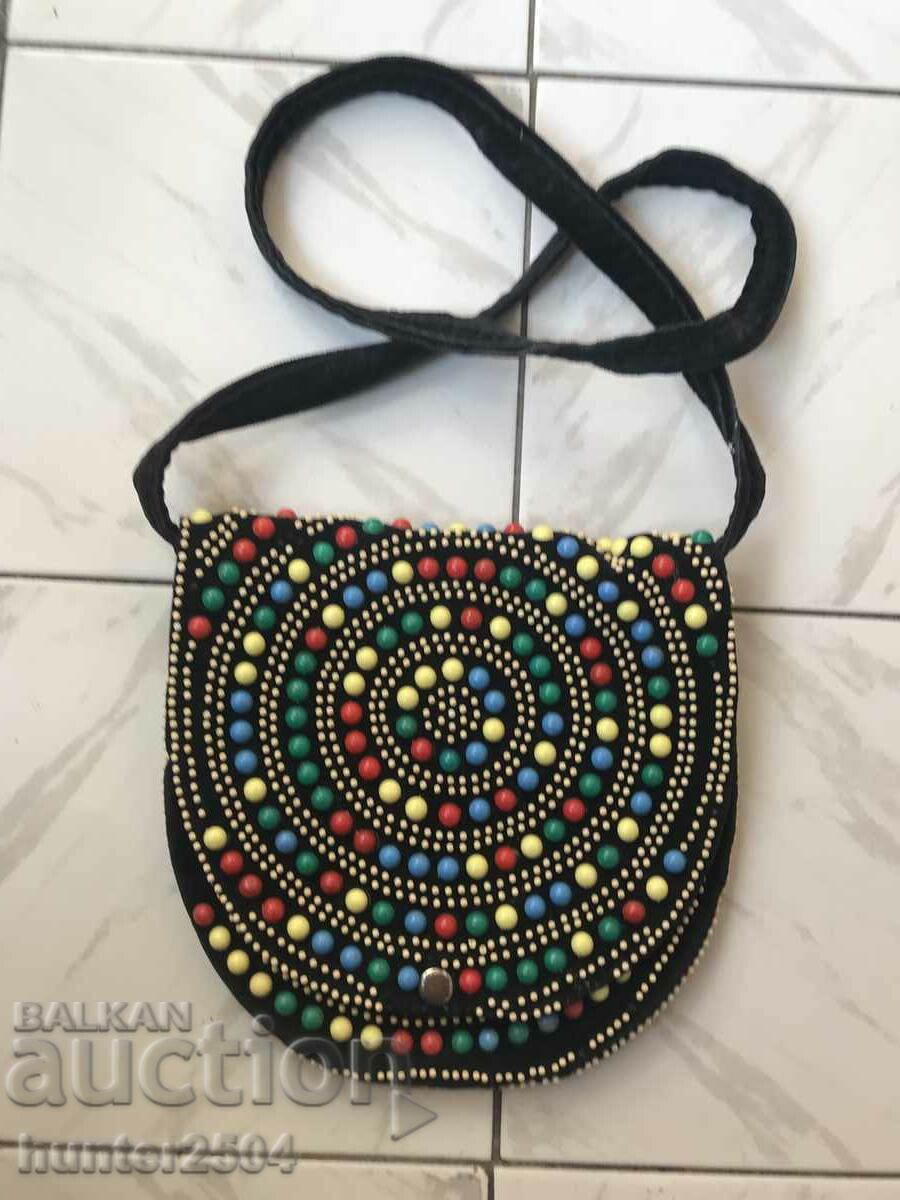 Bag, purse - velvet with beads