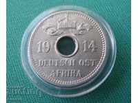 Германска Източна Африка  5  Хеллер  1914 J  Рядка Монета