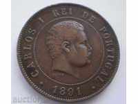 Португалия 20 Рей 1891 Рядка Монета