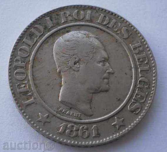 Белгия 20 Цента 1861 АU Доста Рядка Монета