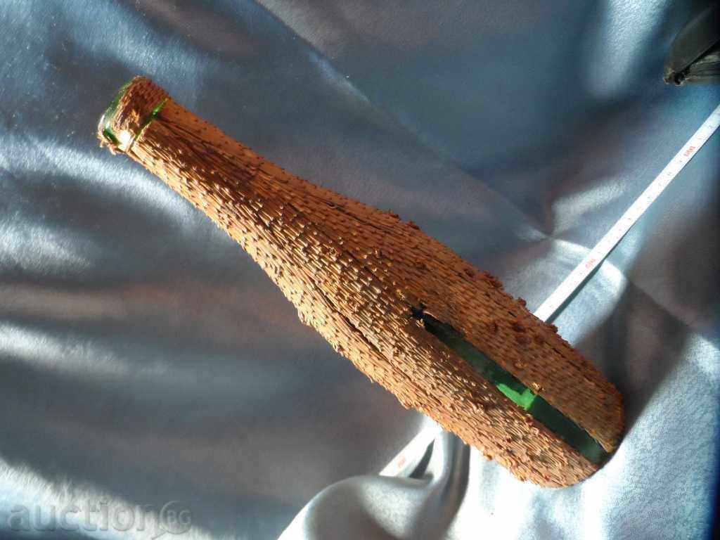 an old glass bottle decorated with the bark of a coniferous tree - 6 an old glass bottle decorated with the bark of a coniferous tree - 6