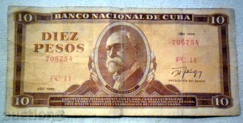 10 peso 1986 CUBA 10 PESOS CUBA 1986 RARE !!