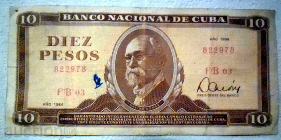 10 peso - 1984 - CUBA - 10 PESOS - CUBA - 1984 RARE !!