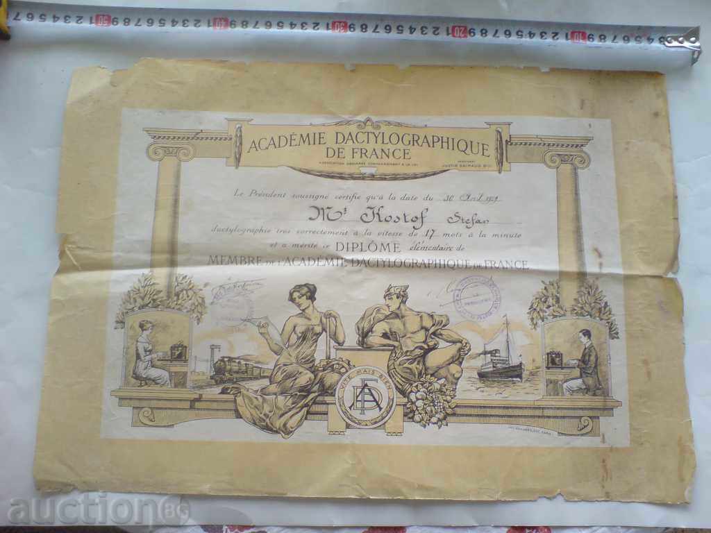 Old document, diploma,