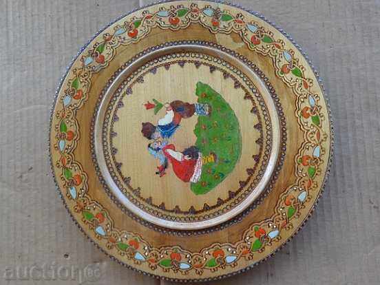 An old wooden bowl, a pyrograph drawing, a souvenir - 6 An old wooden bowl, a pyrograph drawing, a souvenir - 6