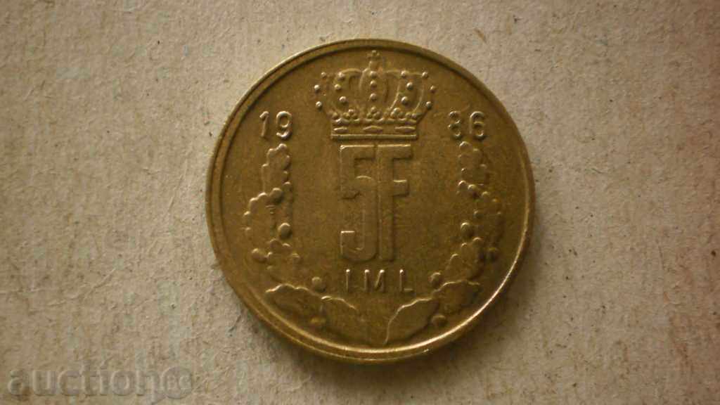 5 FRANCA 1986 LUXEMBOURG