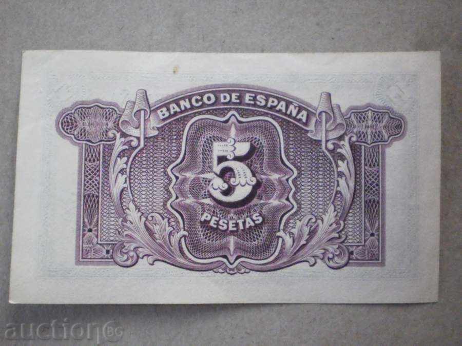 Nota 5 pesetas 1935 Spania UNC cu preț € 8.69 | 17.00 BGN