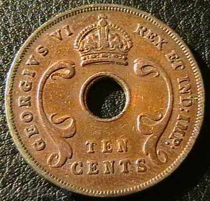 10 cent 1945, East Africa with price 5.00 BGN | € 2.56