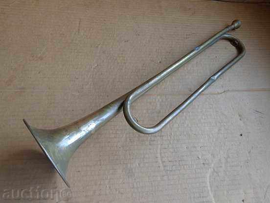Old military tube trumpet, musical instrument, trumpet, USSR