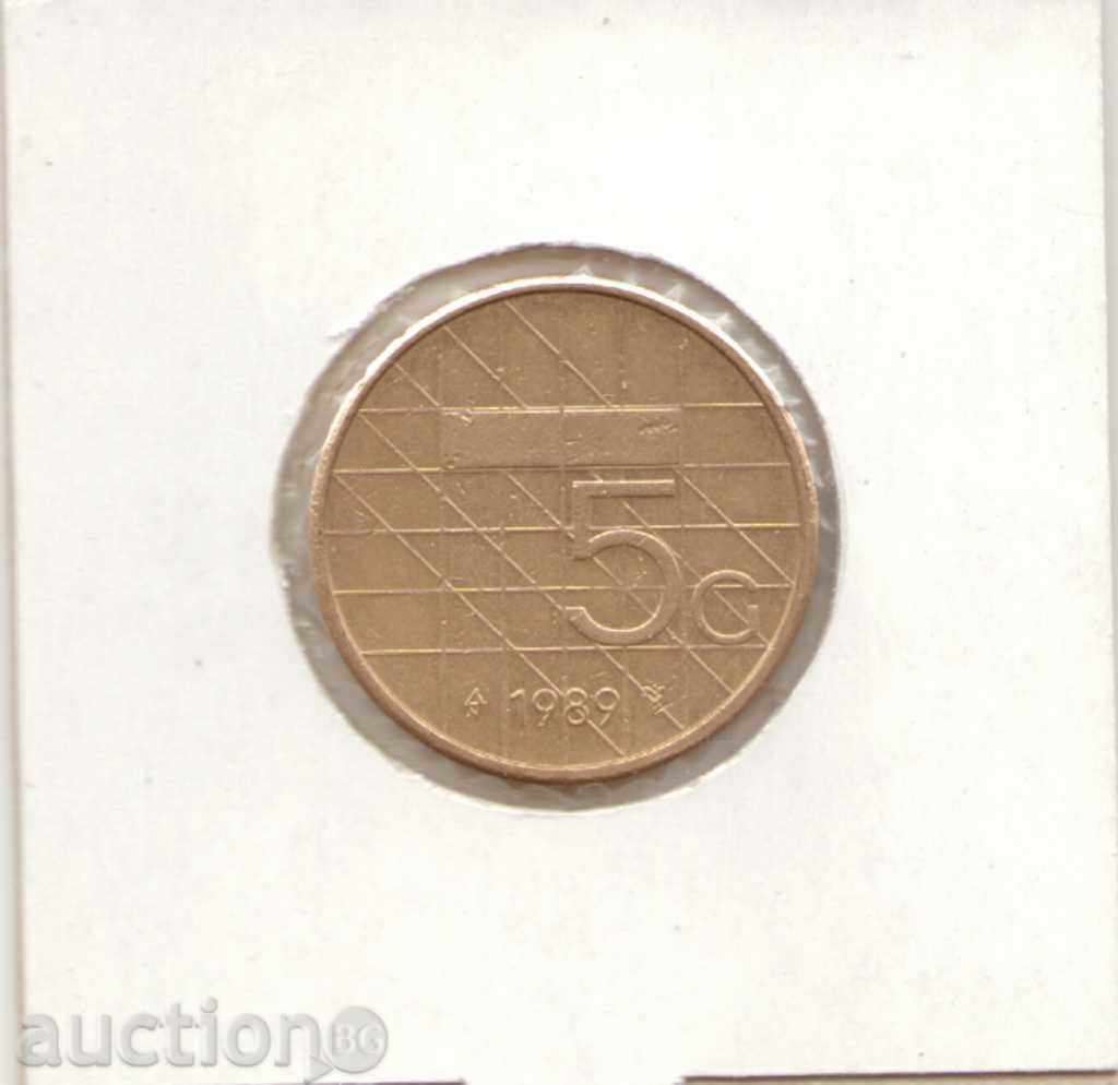Netherlands-5 Gulden-1989-KM # 210-Beatrix ++