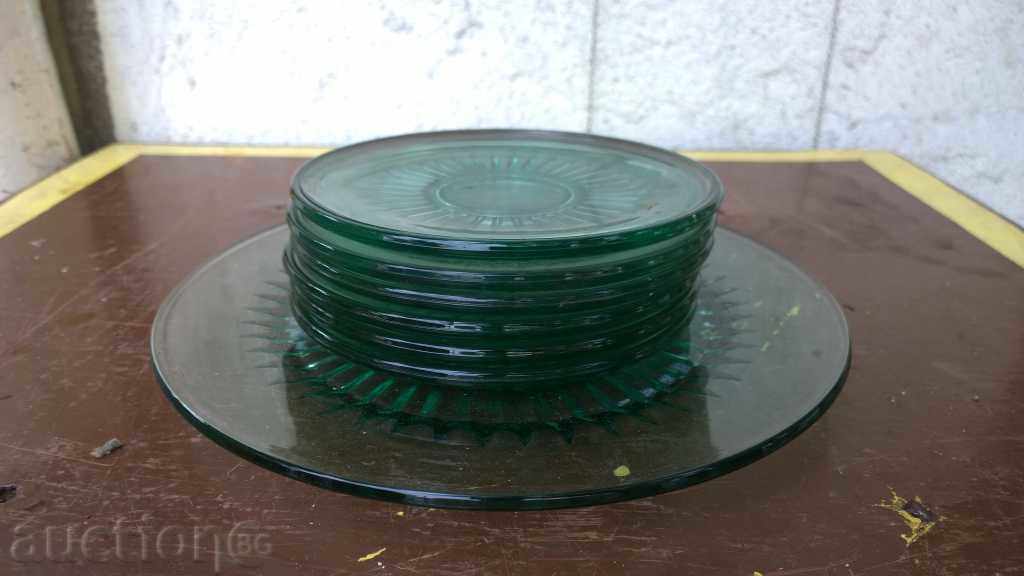 5613. STAR SERVICE FOR CRAFT MAIZE GREEN GLASS - 6 5613. STAR SERVICE FOR CRAFT MAIZE GREEN GLASS - 6