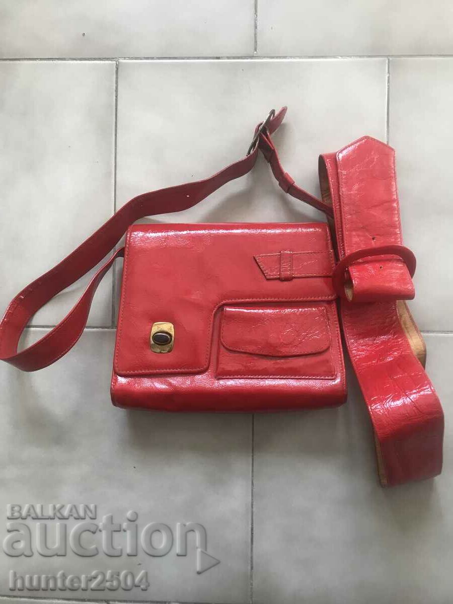 Ladies bag, genuine leather / lacquer