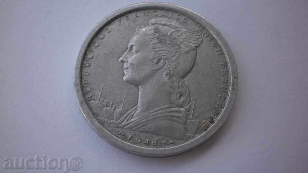 Licitație Franța - Saint-Pierre 2, 1948 Frank moneda foarte rare