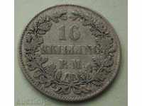 Дания 16 скилинг 1857 г. сребро-рядка