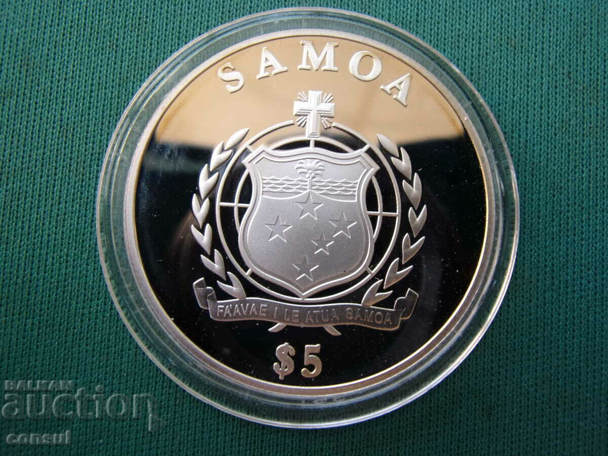 Monedă de argint Samoa de 5 USD 2012 UNC destul de rară cu preț € 43.46 | 85.00 BGN